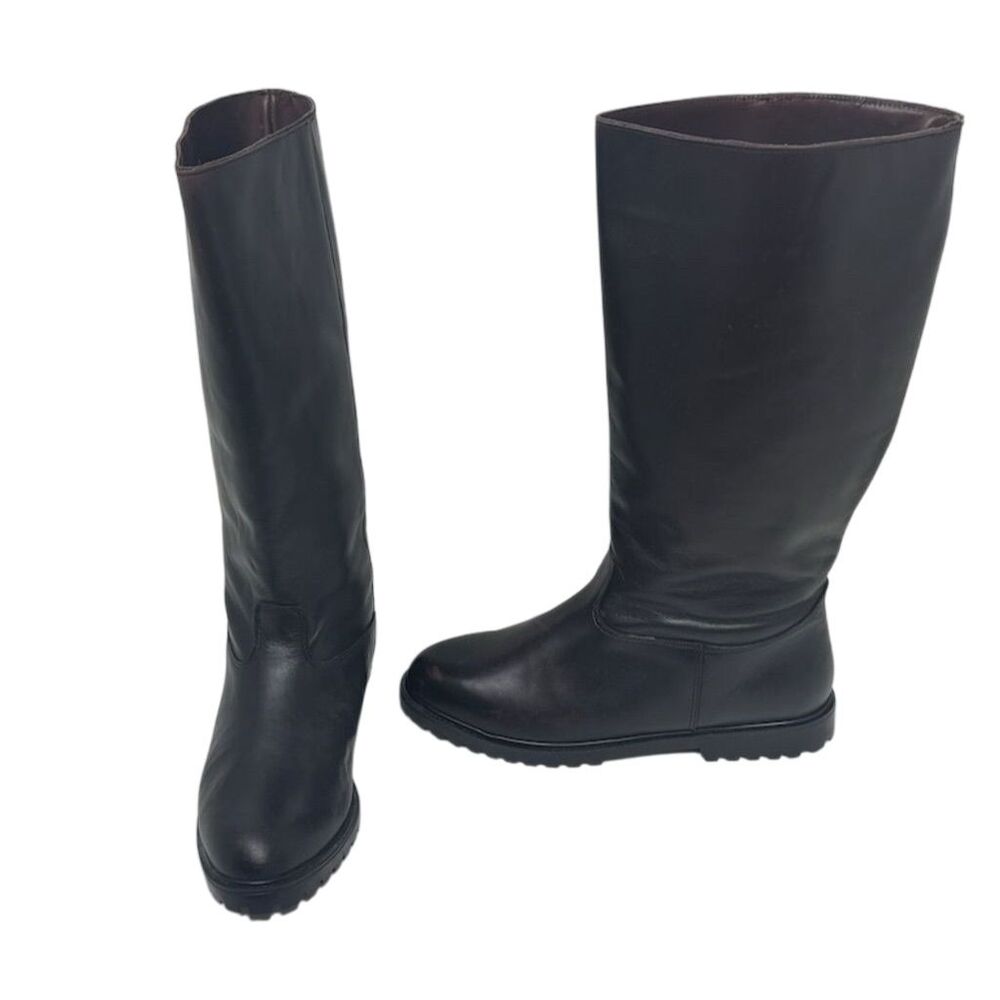 Lands End Women's Vintage Tall Boots Size 10 Dark Brown Leather Insulated